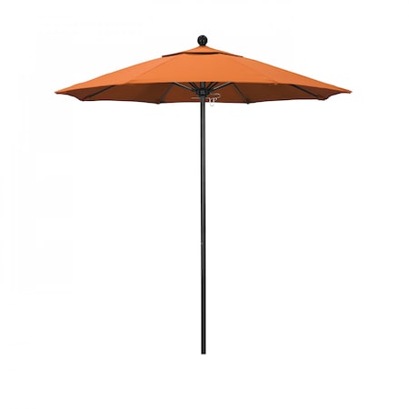 7.5' Black Aluminum Market Patio Umbrella, Sunbrella Tangerine